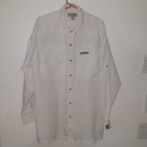 Hook & Tackle Fishing Shirt Men’s L Button Up Long Sleeve White Vented